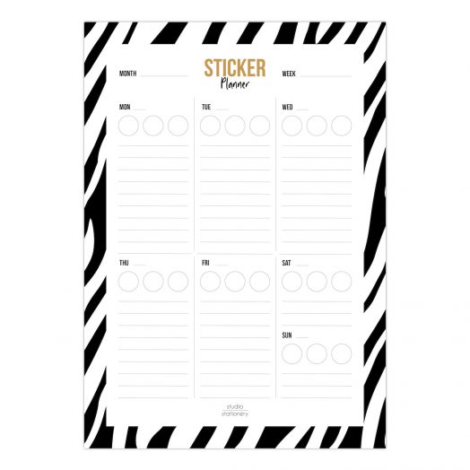 A5 Noteblock sticker planner Zebra | Studio Stationery